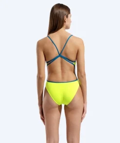 Sale Arena badedragt til damer - Solid Lace Back - Gul/blå