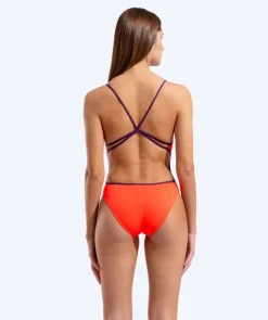 Clearance Arena badedragt til damer - Solid Lace Back - Orange/lilla
