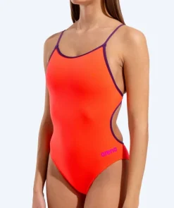 Clearance Arena badedragt til damer - Solid Lace Back - Orange/lilla