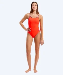 Clearance Arena badedragt til damer - Solid Lace Back - Orange/lilla
