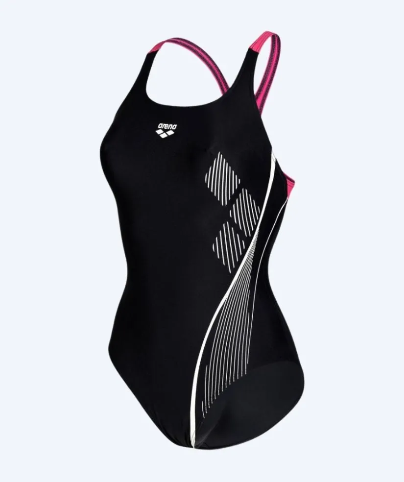 Clearance Arena badedragt til damer - Swim Pro Graphic - Sort/lyserød