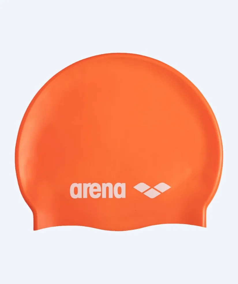 Hot Arena badehætte - Classic Silicone - Orange/hvid