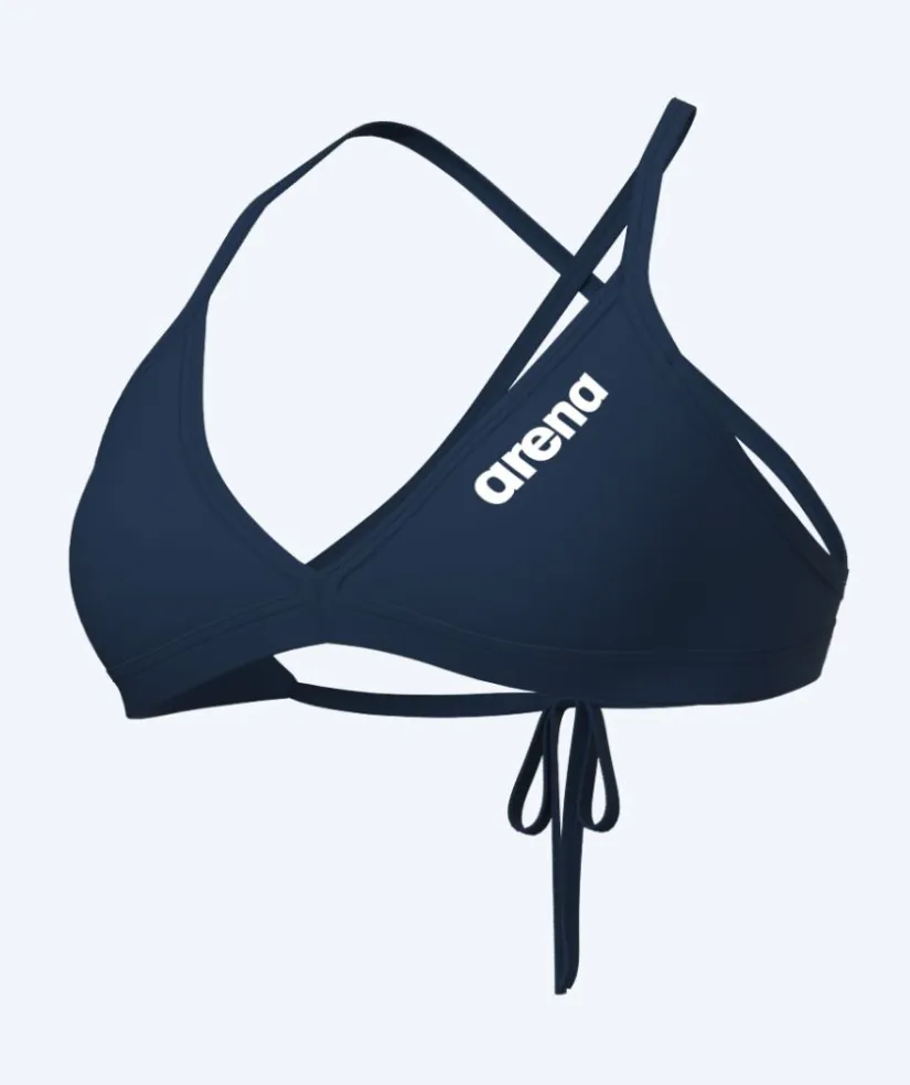 Online Arena bikini overdel til damer - Solid Tie Back - Mørkeblå