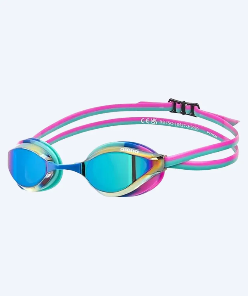 Clearance Arena Elite svømmebriller - Python - Pink/turkis (Mirror linse)
