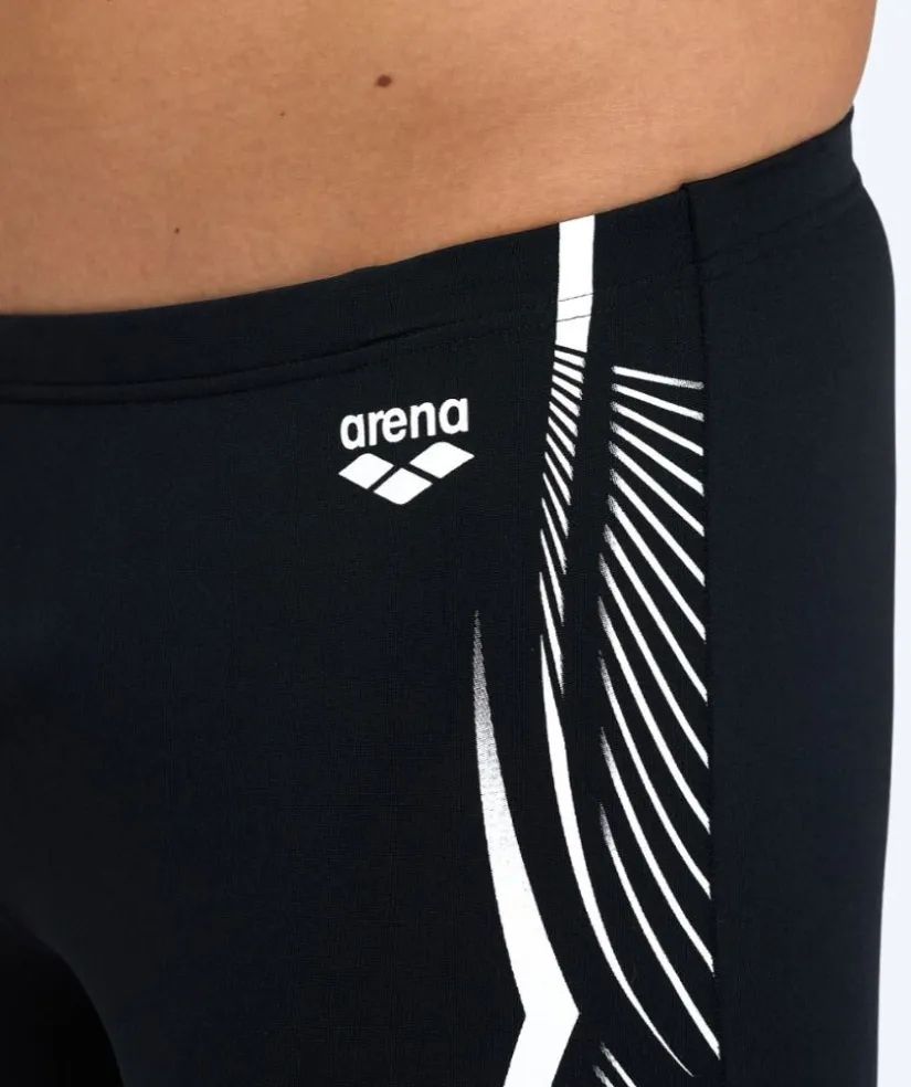 Online Arena lange badebukser til mænd - Feather - Sort/hvid