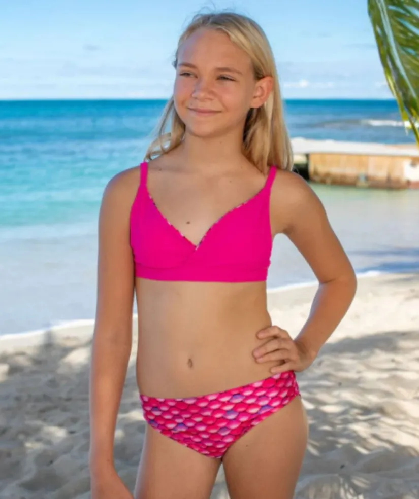 Clearance Fin Fun bikini underdel til piger - Malibu Pink (Lyserød)
