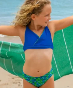 Fin Fun havfrue bikini top til piger uden flæser - Aussie Green (Grøn)