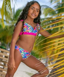Sale Fin Fun havfrue bikini top til piger uden flæser - Rainbow Reef
