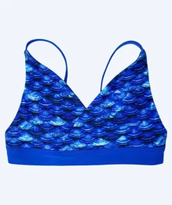 Clearance Fin Fun havfrue bikini top til piger uden flæser - Arctic Blue