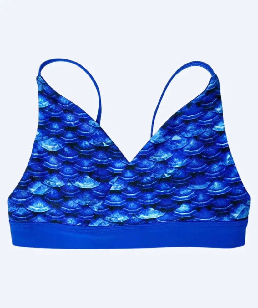 Clearance Fin Fun havfrue bikini top til piger uden flæser - Arctic Blue
