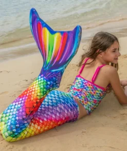 Hot Fin Fun havfruehale til børn - Sæt - Rainbow Reef