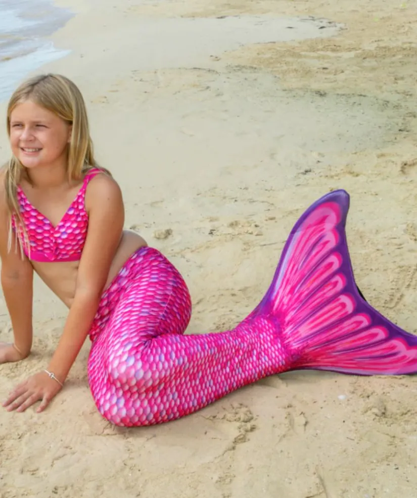 Discount Fin Fun havfruehale til børn - Sæt - Malibu Pink (Lyserød)