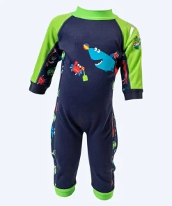 Konfidence våddragt til baby - SplashyTM - Mørkeblå/lysegrøn