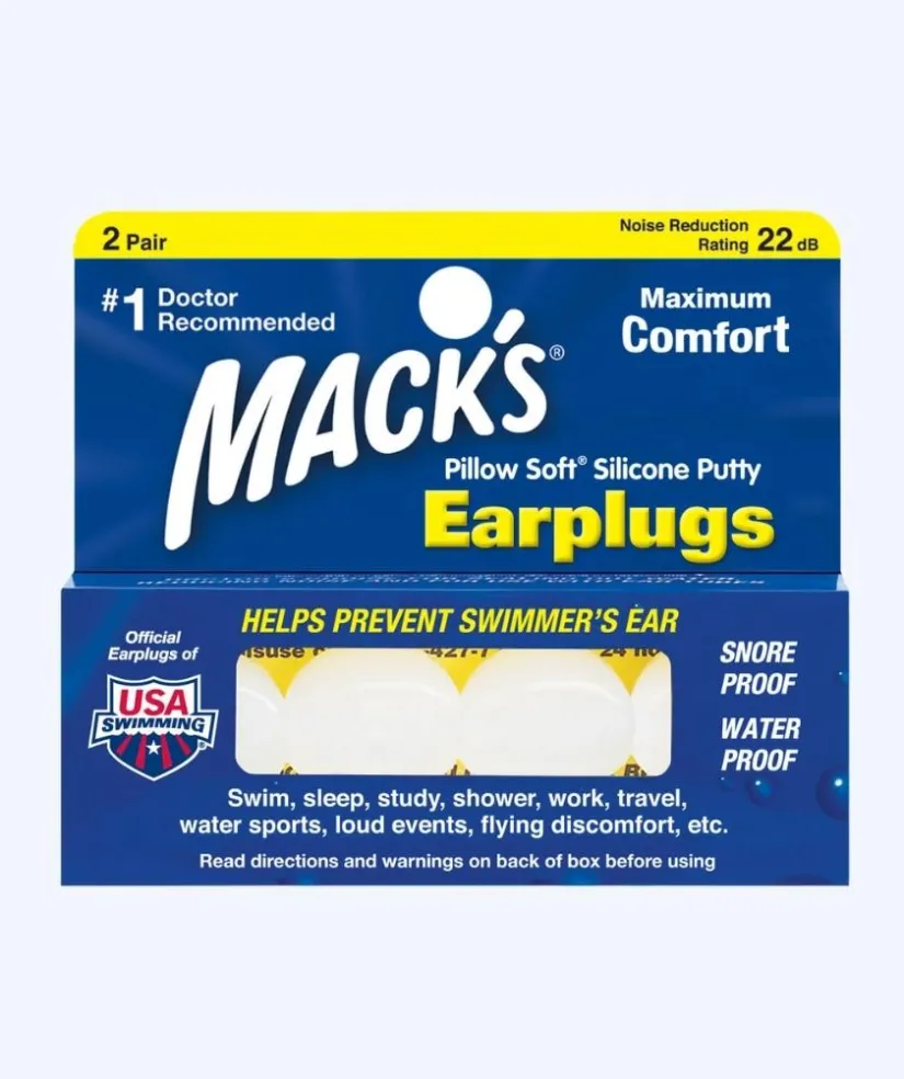 Macks Earplugs Mack´s ørepropper til svømning 2 par - Klar