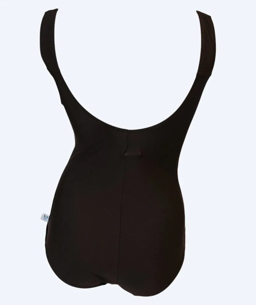Mirou badedragt plus size til damer m. blomster - 1180s - Sort/hvid