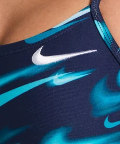 Online Nike badedragt til damer - Hydrastrong Print Cutout - Mørkeblå/lyseblå