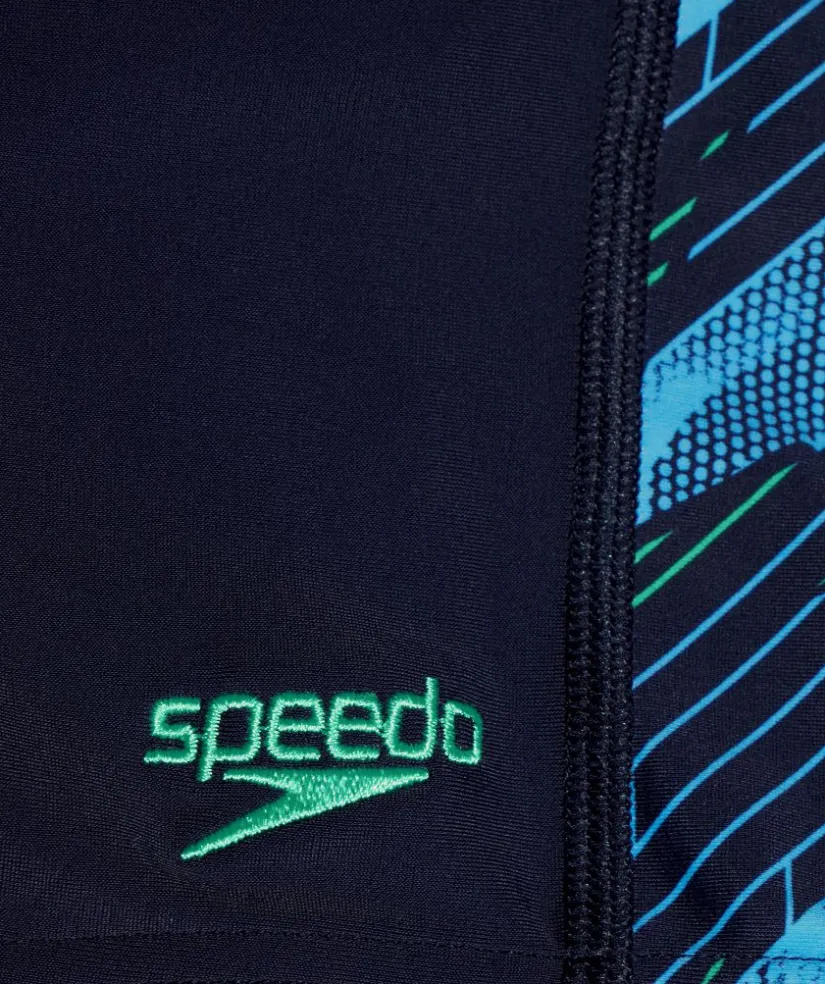 Hot Speedo aquashorts til drenge - Hyperboom Panel - Mørkeblå/grøn