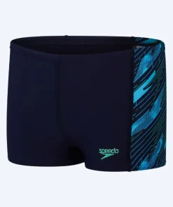 Hot Speedo aquashorts til drenge - Hyperboom Panel - Mørkeblå/grøn