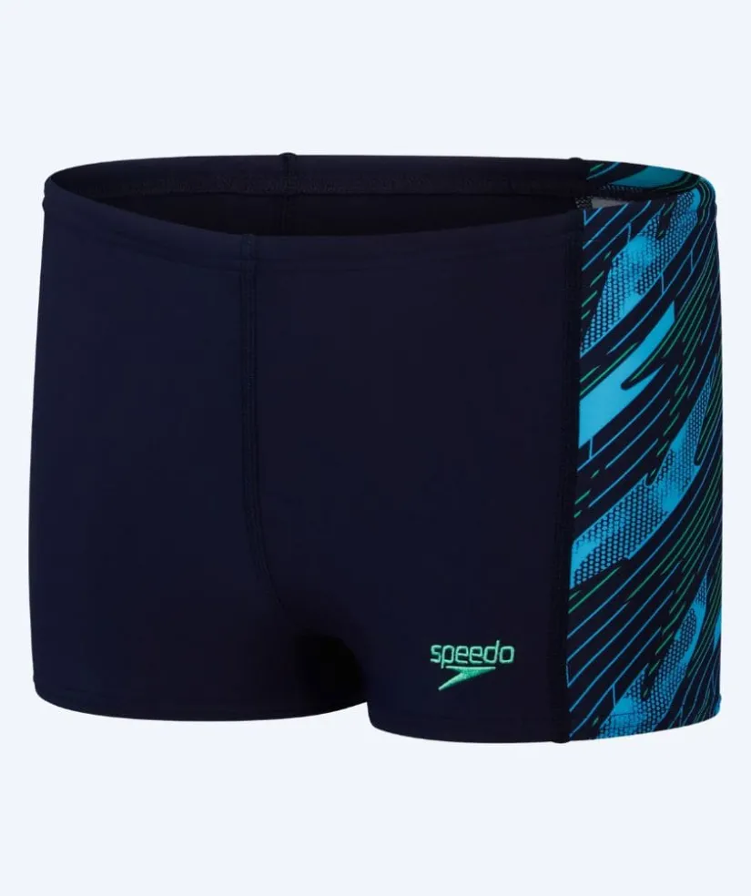 Hot Speedo aquashorts til drenge - Hyperboom Panel - Mørkeblå/grøn
