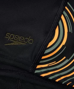 Discount Speedo aquashorts til drenge - Plastisol Placement - Sort/gul