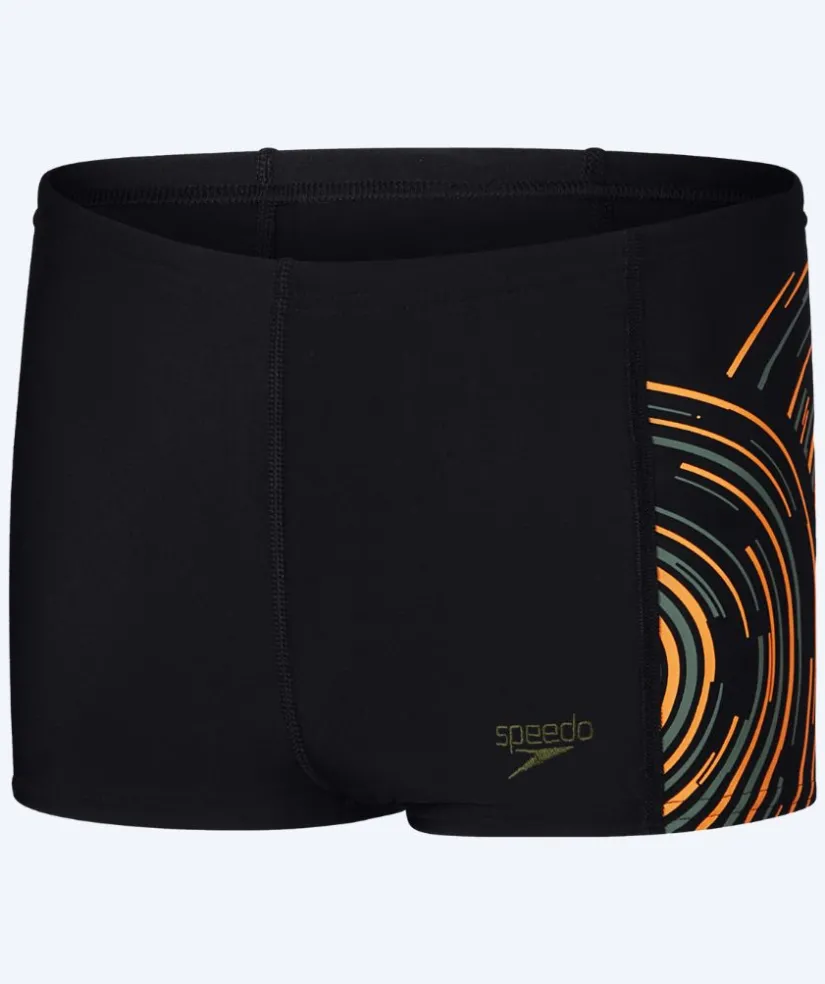 Discount Speedo aquashorts til drenge - Plastisol Placement - Sort/gul