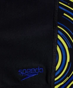 Online Speedo aquashorts til drenge - Plastisol Placement - Sort/blå/gul