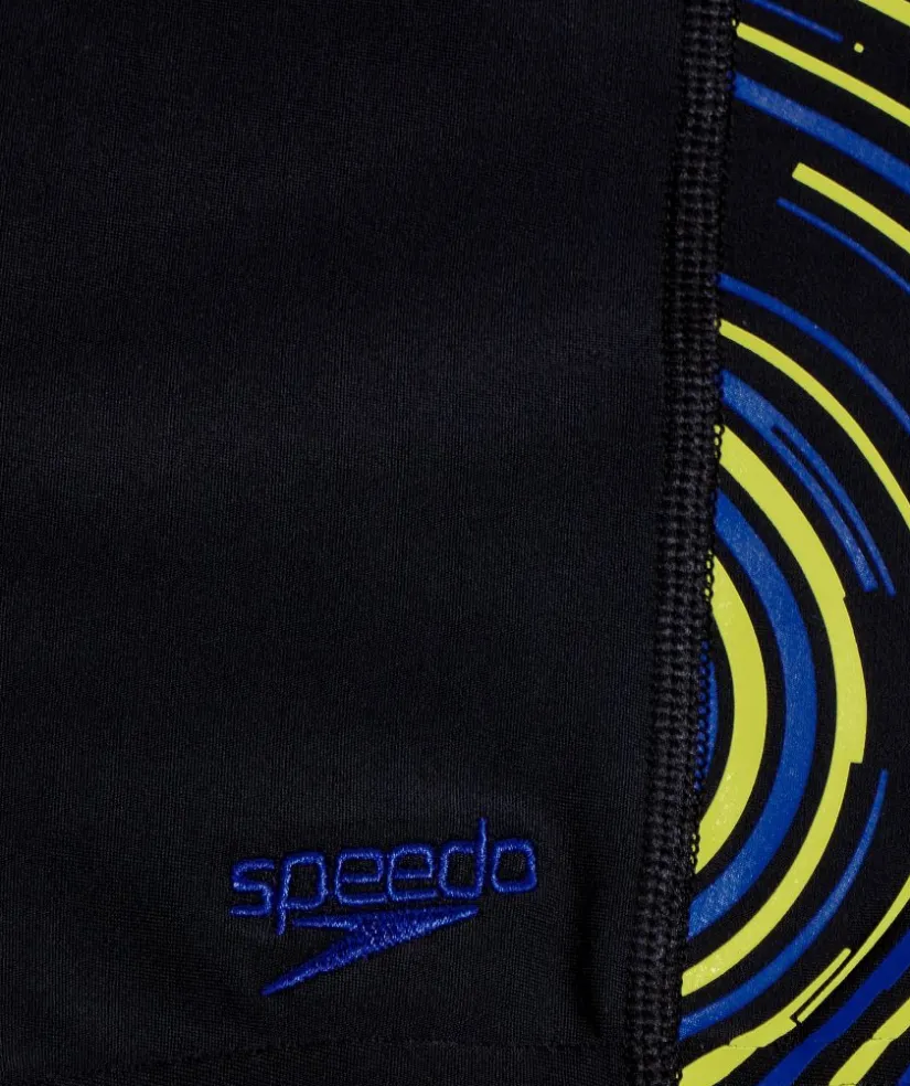 Online Speedo aquashorts til drenge - Plastisol Placement - Sort/blå/gul