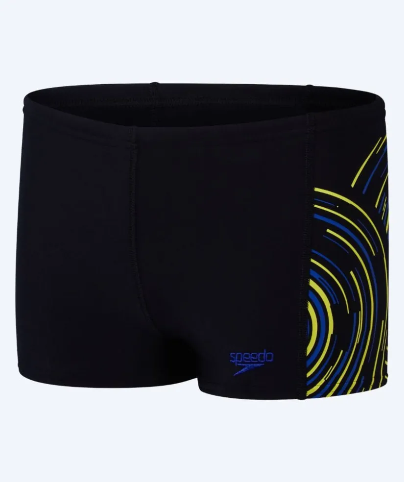 Online Speedo aquashorts til drenge - Plastisol Placement - Sort/blå/gul