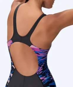 Outlet Speedo badedragt med ben til damer - Hyperboom Splice Muscleback - Sort/pink