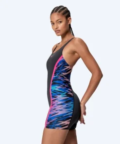 Outlet Speedo badedragt med ben til damer - Hyperboom Splice Muscleback - Sort/pink