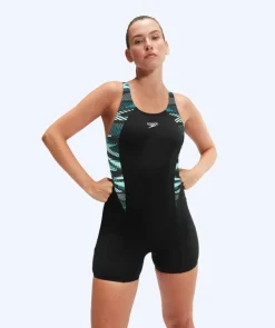 Clearance Speedo badedragt med ben til damer - Hyperboom Splice - Sort/turkis