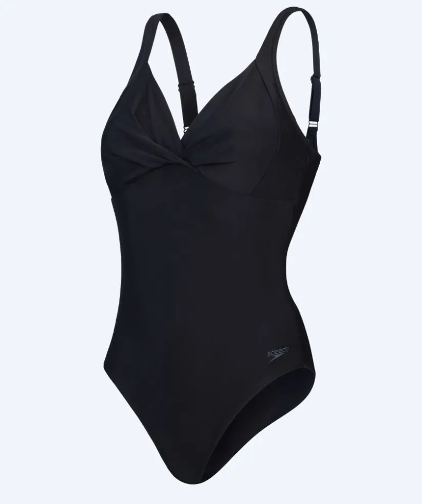 Outlet Speedo badedragt med indlæg til damer - Shaping Cross Knot - Sort