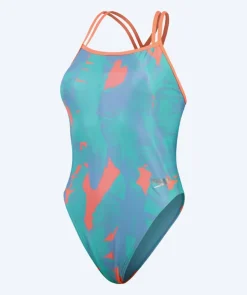 Outlet Speedo badedragt til damer - Allover Digital Starback - Blå/orange