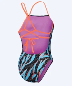 Clearance Speedo badedragt til damer - Allover Digital Lattice Tie Back - Sort/blå/orange