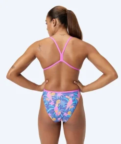 Hot Speedo badedragt til damer - Allover Digital V-Back - Blå/lyserød