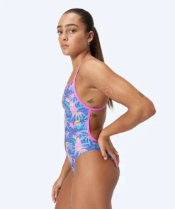 Hot Speedo badedragt til damer - Allover Digital V-Back - Blå/lyserød