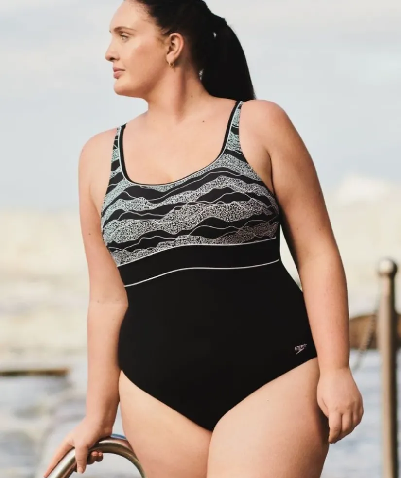 Speedo badedragt til damer - Contour Eclipse - Sort/hvid