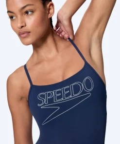 Hot Speedo badedragt til damer - Endurance Logo Thin Strap - Mørkeblå