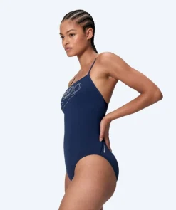 Hot Speedo badedragt til damer - Endurance Logo Thin Strap - Mørkeblå