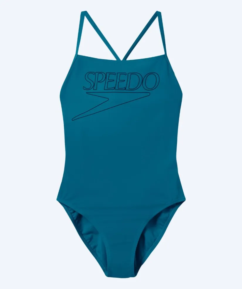 Sale Speedo badedragt til damer - Endurance Logo Thin Strap - Mørkegrøn