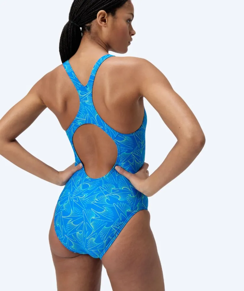 Clearance Speedo badedragt til damer - Hyperboom Allover Medalist - Blå/grøn