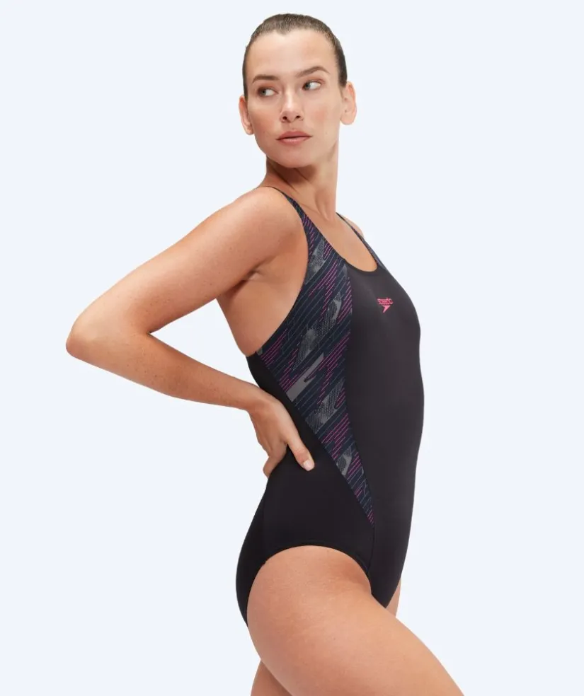 Clearance Speedo badedragt til damer - Hyperboom Splice Muscleback - Sort/grå