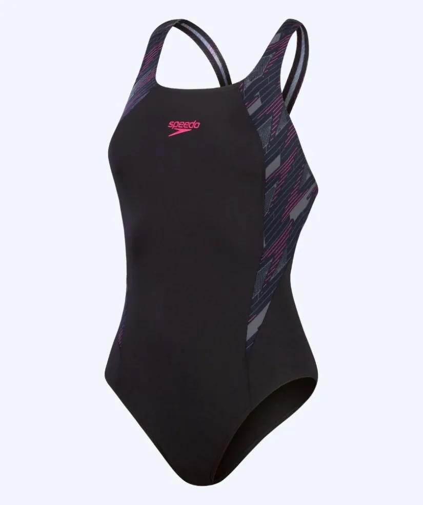 Clearance Speedo badedragt til damer - Hyperboom Splice Muscleback - Sort/grå