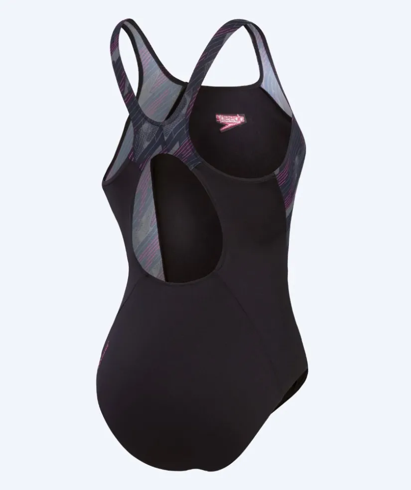 Clearance Speedo badedragt til damer - Hyperboom Splice Muscleback - Sort/grå