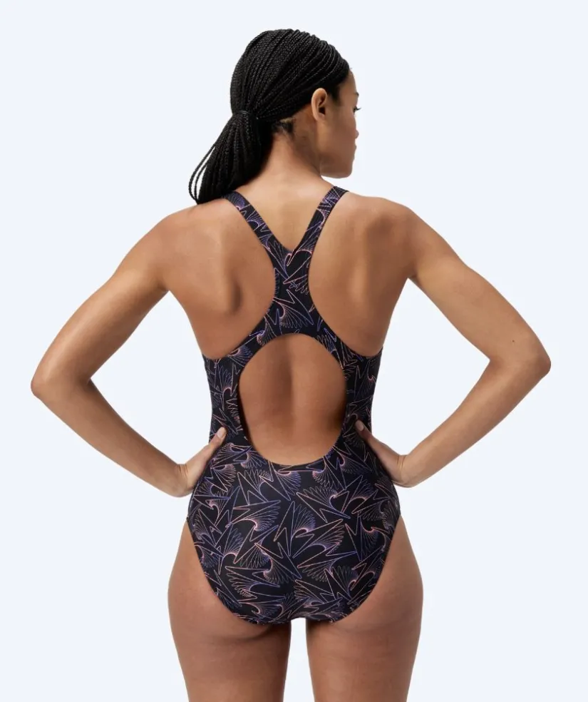 Sale Speedo badedragt til damer - Hyperboom Allover Medalist - Sort/lilla