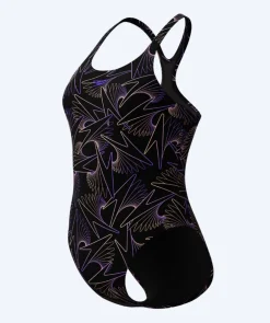 Sale Speedo badedragt til damer - Hyperboom Allover Medalist - Sort/lilla