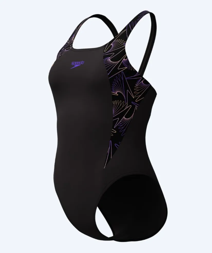 Online Speedo badedragt til damer - Hyperboom Splice Muscleback - Sort/lilla