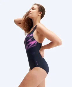 Hot Speedo badedragt til damer - Hyperboom Placement Muscleback - Mørkeblå/pink
