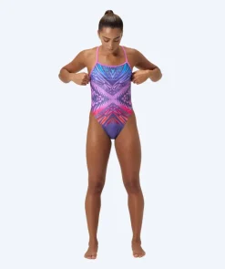 Outlet Speedo badedragt til damer - Placement Digital V-Back - Lilla/rød