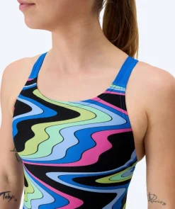 Online Speedo badedragt til damer - Printed Leaderback - Sort/blå